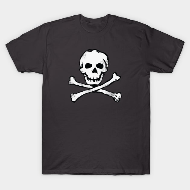 Pirate Skull and Crossbones -Distressed T-Shirt by callingtomorrow